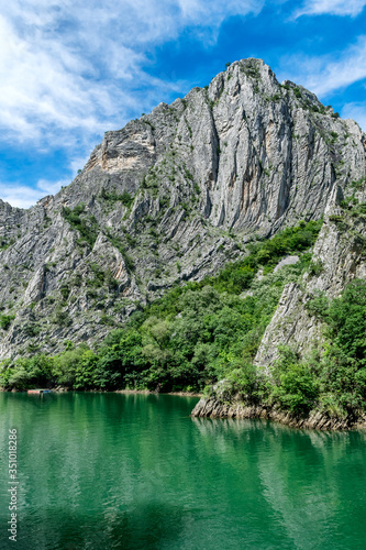 Matka Canyon and Matka Lake - located west of central Skopje  North Macedonia. It is one of the most popular outdoor destinations in Macedonia and home to several medieval monasteries