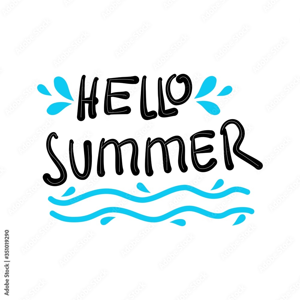 Hello summer text with blue waves Hello summer text with blue waves