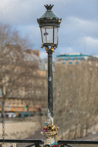 street lamp in the city of Paris paddlocks