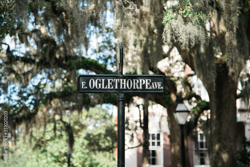 old street sign savannah Georgia Oglethorpe photo