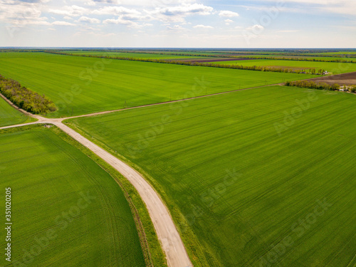 Colorful Farmland and Scenic Countryside. Aerial Drone view