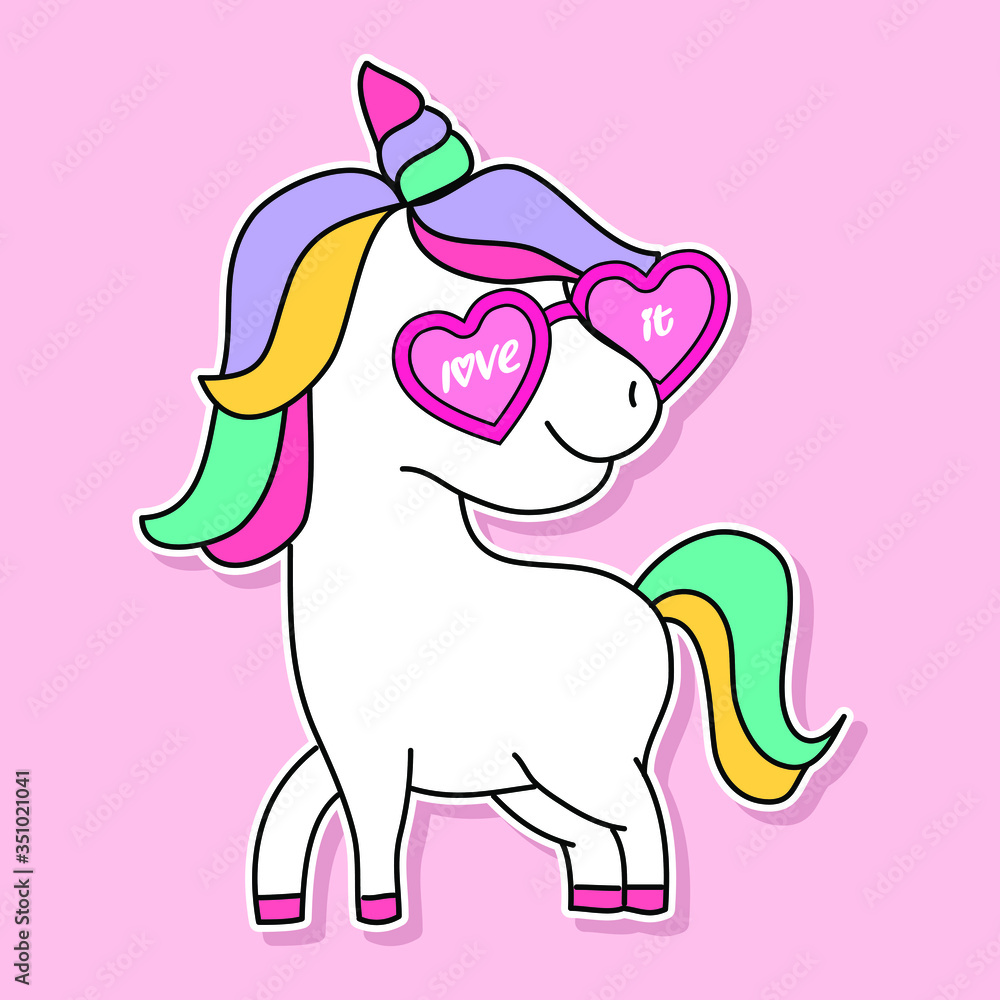 LITTLE UNICORN WITH SUNGLASSES, UNICORN VECTOR, SLOGAN PRINT