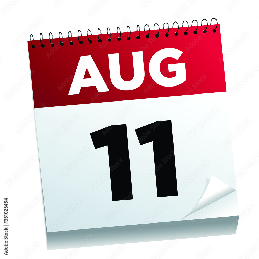 August 11th on a calendar page - illustrated. August 11th on a calendar page - illustrated.