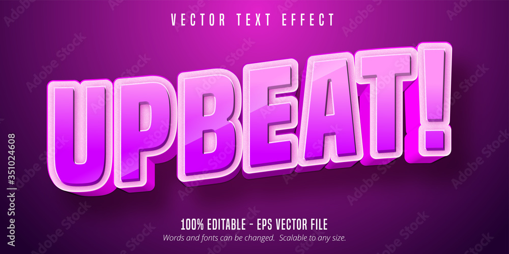 Upbeat text, pink cartoon style editable text effect