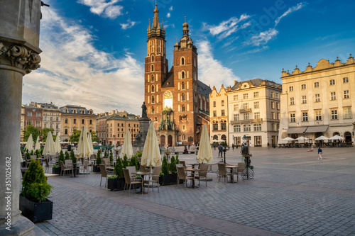 Main square, Krakow, Poland The picture is taken in May 2020 at the time of Covid-19 Pandemic. Just when the city started to restore it's energy.