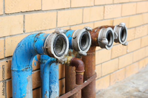 Curved Fire Pipes with Rust