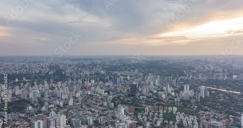 Wallpaper Mural Aerial hyperlapse Sao Paulo city during the afternoon with airplanes crossing the frame and intense city movement. Brazil Torontodigital.ca