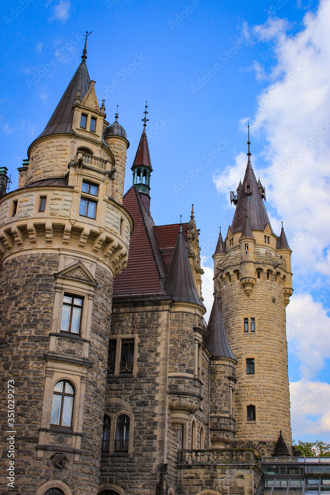 Moszna,  Poland - May 02, 2015: The Moszna Castle. Has been often featured in the list of most beautiful castles in the world