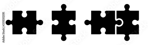Puzzle icon set design. Puzzle symbol collection icon. Jigsaw puzzle or autism puzzle piece symbo.Vector illustration. photo