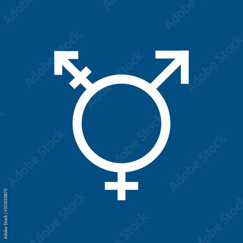 Gender neutral sign isolated in blue