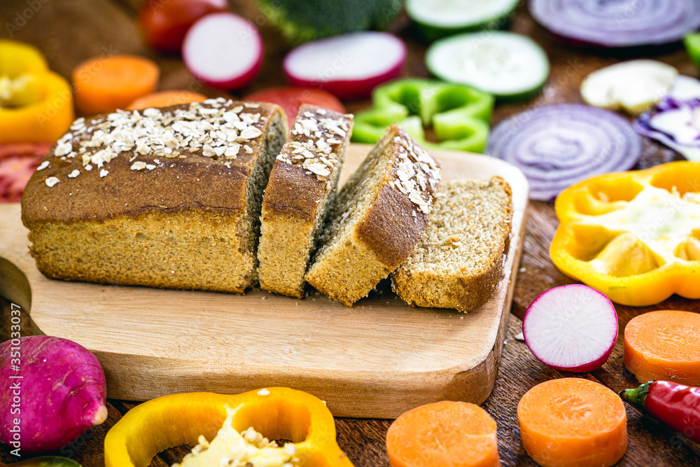 homemade bread made of vegetables, healthier vegan life concept, food without elements of animal origin. homemade bread made of vegetables, healthier vegan life concept, food without elements of animal origin.