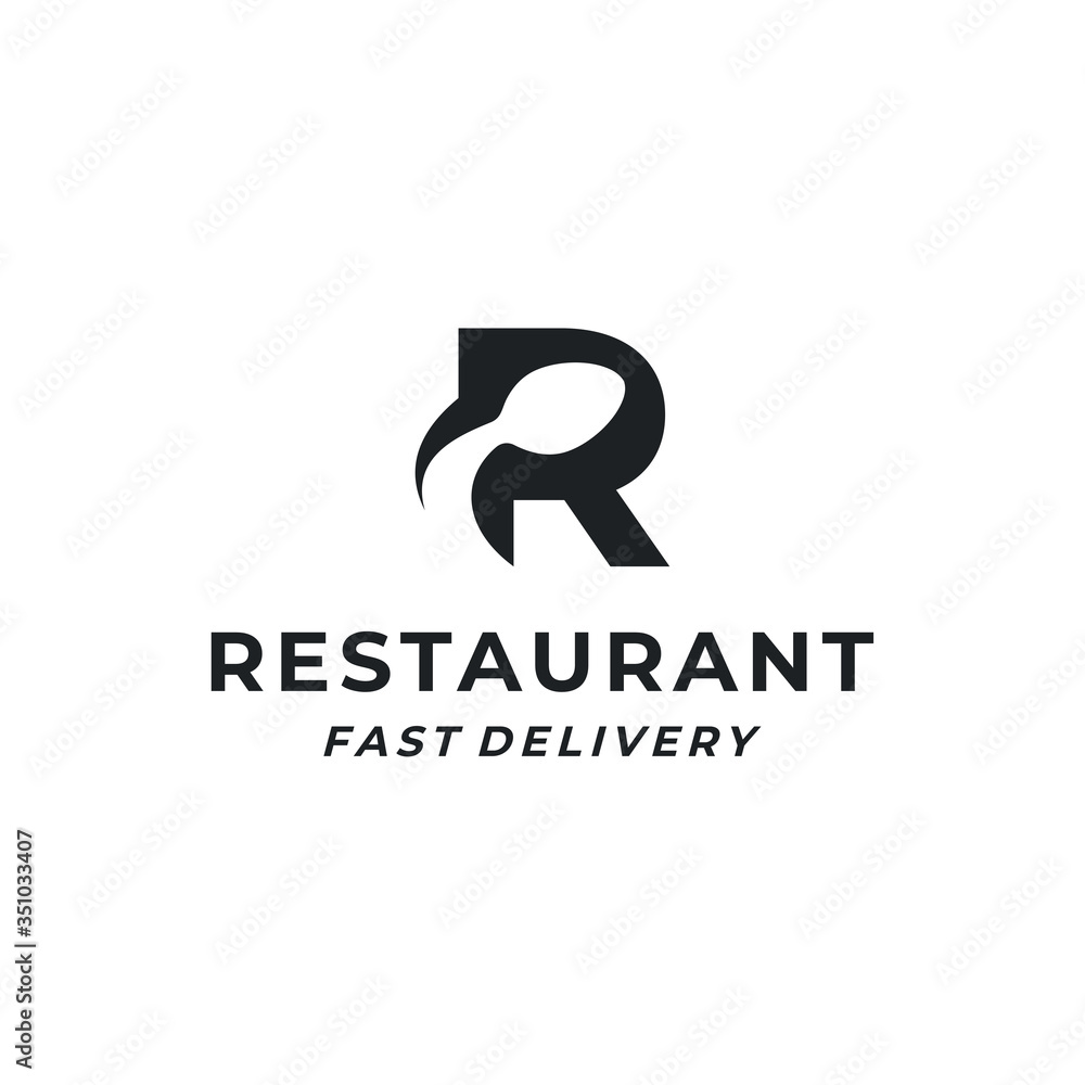 Initial Letter R with Spoon Fork for Restaurant logo design vector template Initial Letter R with Spoon Fork for Restaurant logo design vector template