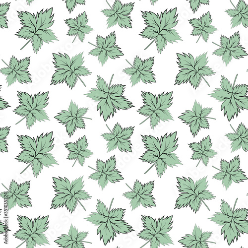 Seamless texture, square, pattern - autumn waltz. Falling leaves of different sizes. A five-leaf. Maple leaf. Figure for the background of the site or blog, textiles, packaging, wallpaper. Vector