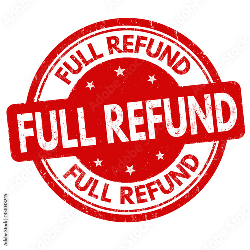Full refund sign or stamp