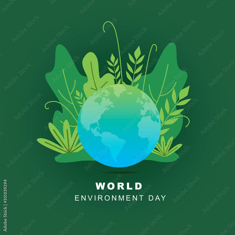 World Environment Day. Banner, postcard, saving the planet. Eco recycling. Vector illustration