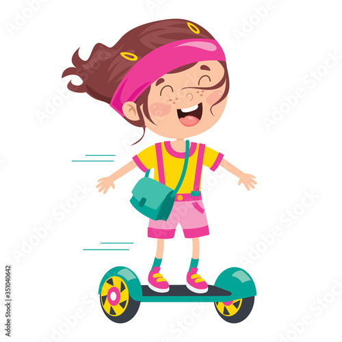 Funny Kid Riding An Electric Hoverboard