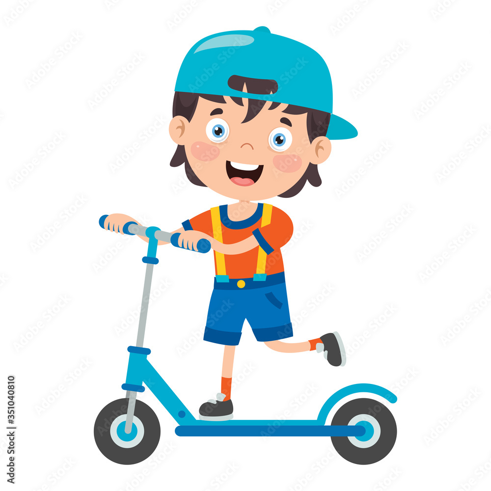 Funny Kid Riding Kick Scooter Funny Kid Riding Kick Scooter