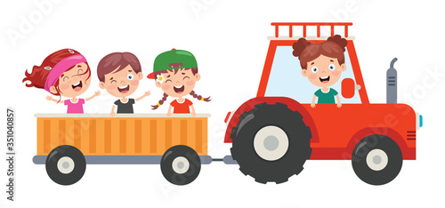 Funny Kid And A Tractor