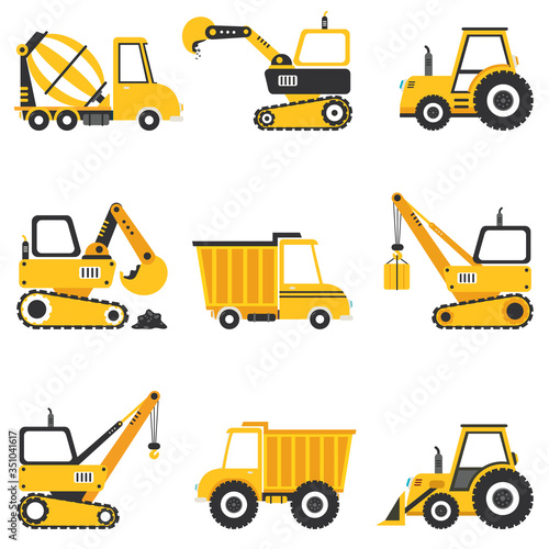 Set Of Various Construction Machines