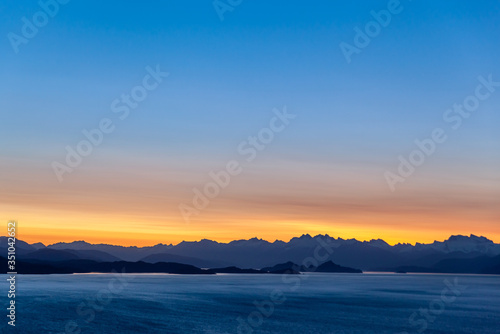 Sunset in the mountains at Chilean Patagonia and General Carrera Lake - Chile Chico  Ays  n  Chile