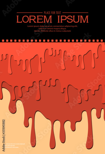 Template for festival horror movie. Horror movie poster design with streaks of blood and blood drops. Retro cinema background for banner, flyer, ticket. Scary cinema. Horror film night. Movie concept.