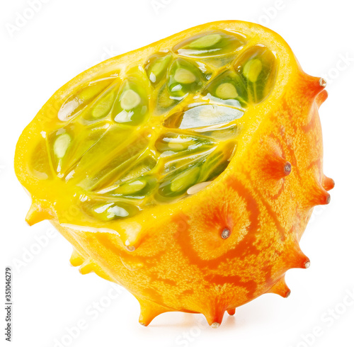 Slice of kiwano isolated on a white photo