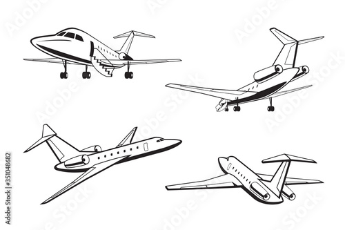 Small passenger aircraft in perspective - vector illustration