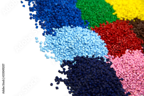 Obraz na płótnie Multi colored plastic polymer granules 