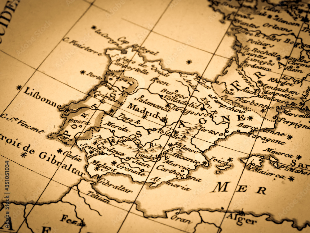 アンティークの世界地図　スペイン