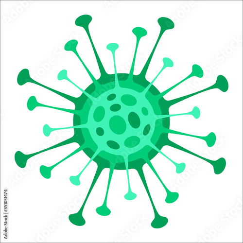 Bacteria. Biology. Organism. Virus Infection Ebola Epidemic Sick. Medical Genetics Bacteriological Microorganism. Flat Vector Illustration. Green virus. Coronavirus. Civid19