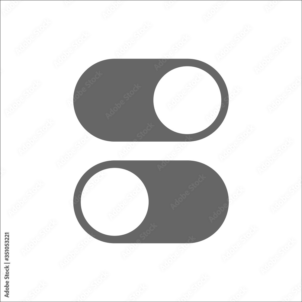 Toggle switch vector icon, On and Off position simple icons, modern minimal flat design style Toggle switch vector icon, On and Off position simple icons, modern minimal flat design style