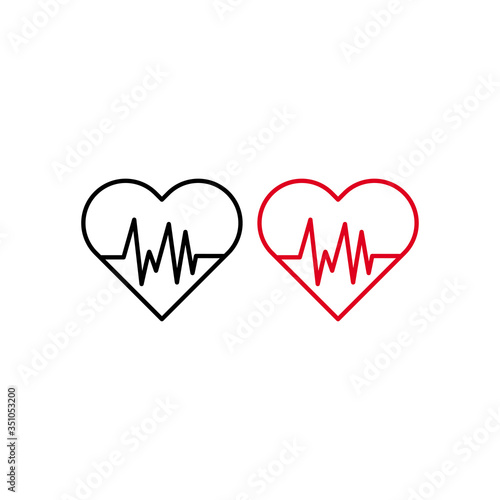 Heartbeat heart beat pulse flat vector icon for medical apps and websites