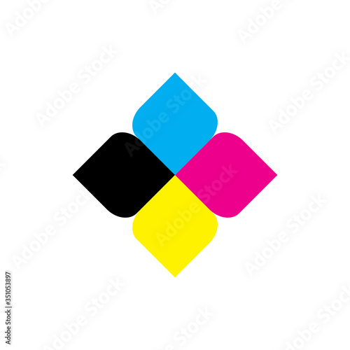 Square with CMYK color logo design vector