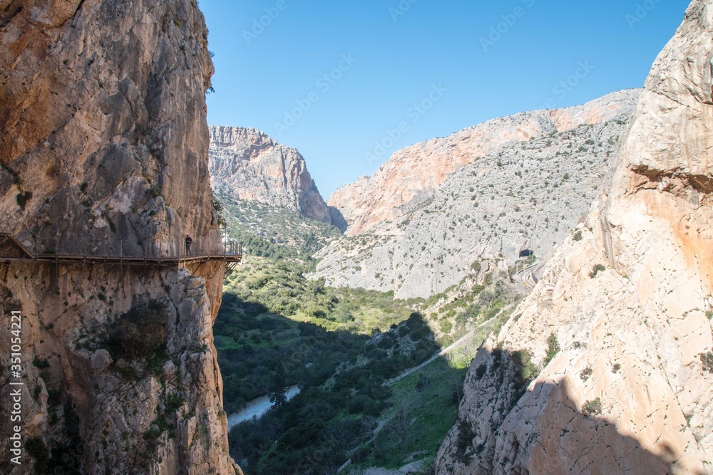 View of rock formations of Caminito del Rey in Andalusia, Spain