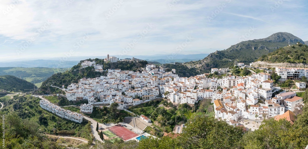 Panorama of a white village in Andalusia, Spain