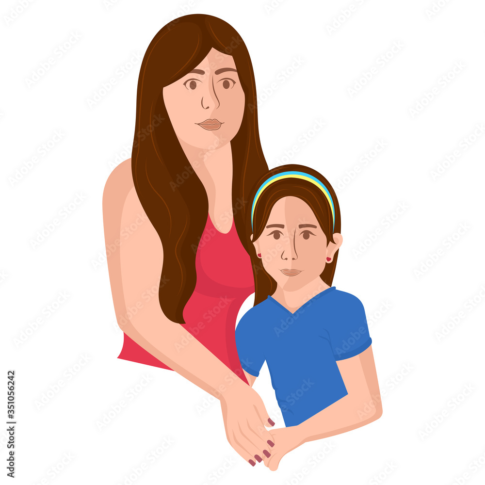 Fototapeta premium Isolated woman hugging a child