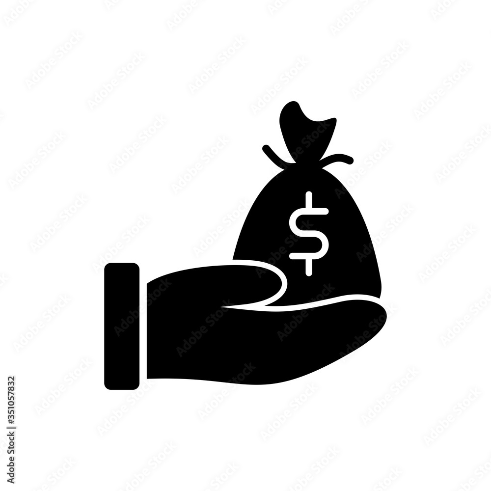 Dollar money and hand glyph icon design. Finance vector illustration. Business black icon vector. Dollar money and hand glyph icon design. Finance vector illustration. Business black icon vector.