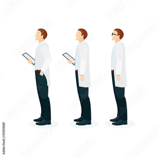 stand, standing, career, growth,  increase, opportunity, chance, step, metaphor, men, male, businessmen, official, corporate, suit, animation, character, carton, stylized, simple, vector, set, flat, d