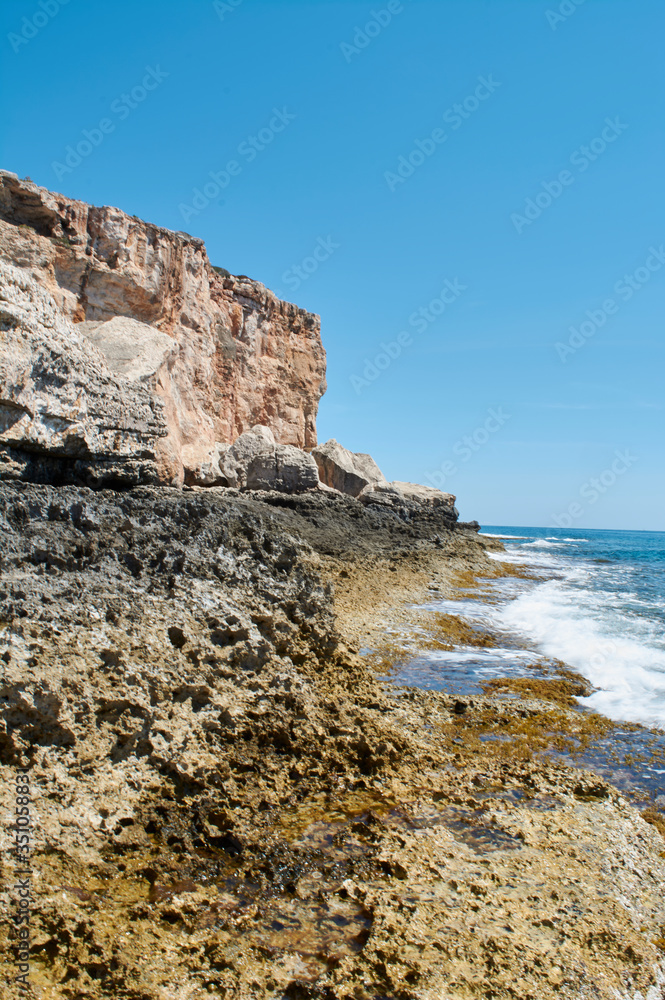 Cala Figuera - beautiful coastline and view of old lighthouse in Cala Figuera, Mallorca, Spain