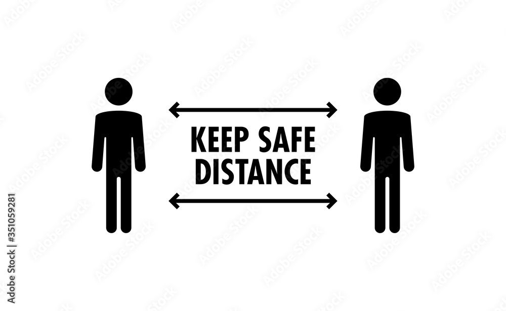 Social Distancing sign. Person standing at safe distance vector icons. Social Distancing sign. Person standing at safe distance vector icons.