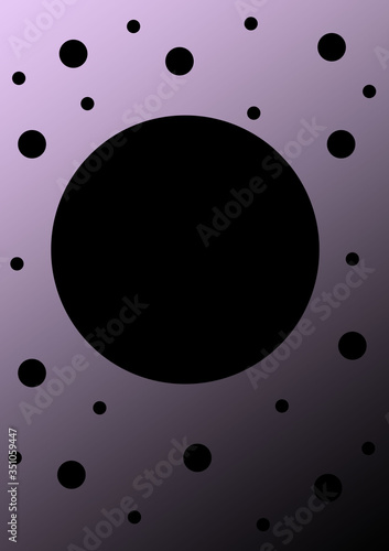 Czarne koło i kółka na różowym tle 