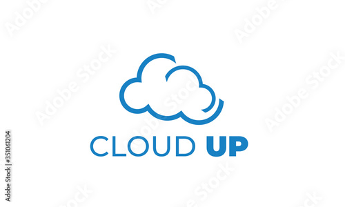 CLOUD UP LOGO can be used for upload icon - download icon - hosting logo - website logo - share icon - with illustration sky blue color , with VEctor EPS 10 