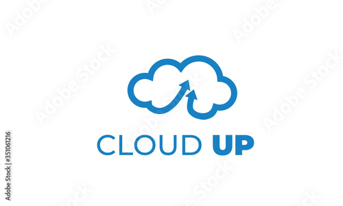 CLOUD UP LOGO can be used for upload icon - download icon - hosting logo - website logo - share icon - with illustration sky blue color , with VEctor EPS 10 