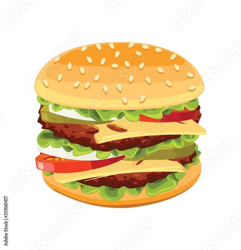 Vector realistic burger Tasty include cutlet onion