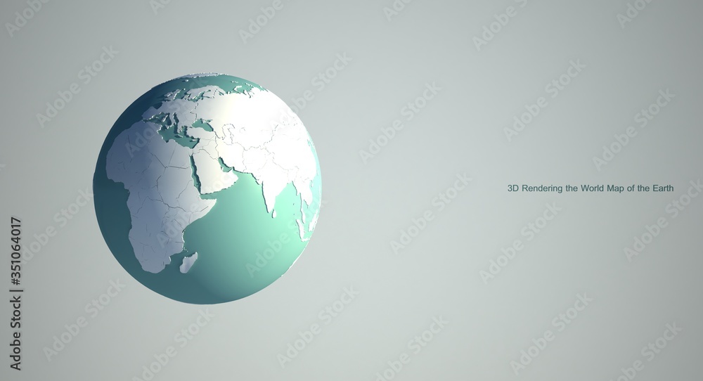 3d rendering of world map Earth globe with white background. white world map background.