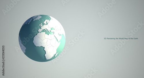 3d rendering of world map Earth globe with white background. white world map background.