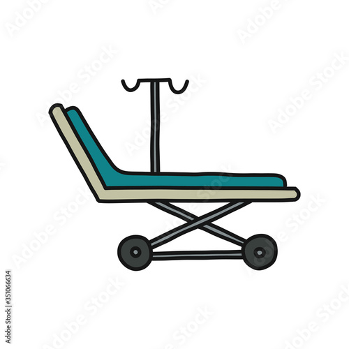 medical stretcher doodle icon, vector illustration