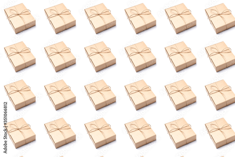 craft box with natural rope isolated on white background pattern craft box with natural rope isolated on white background pattern