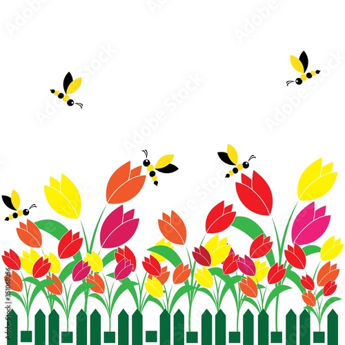 tulip flower garden illustration logo vector