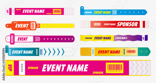 set of lanyard bracelets or concert identity entrance concept. eps 10 vector, easy to modify
